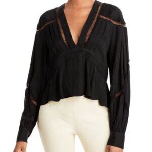 IRO Bahri Lace Inset Top Size 36 (US 4) Black